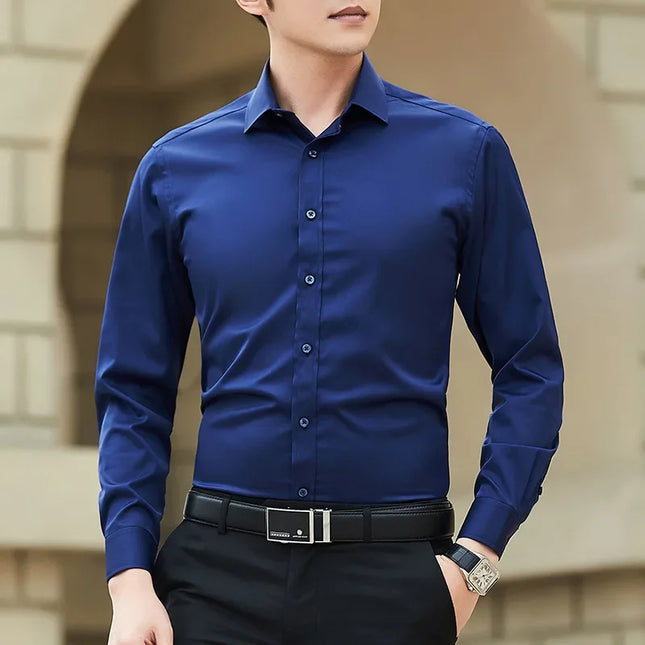 Men’s Big & Tall Business Shirt – Solid Color Long Sleeve (up to 8XL)