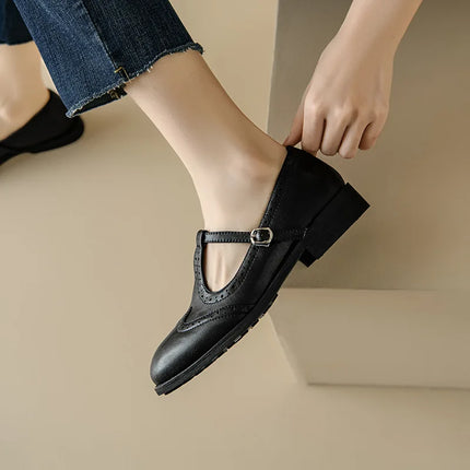 Retro Brogue Mary Jane Oxfords Women