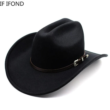 Classic Vintage Western Cowboy Hat – Leather Wide Brim Adjustable