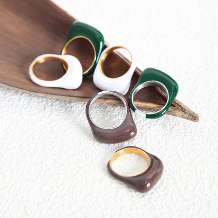 Waterproof Multicolour Enamel Stainless Steel Ring