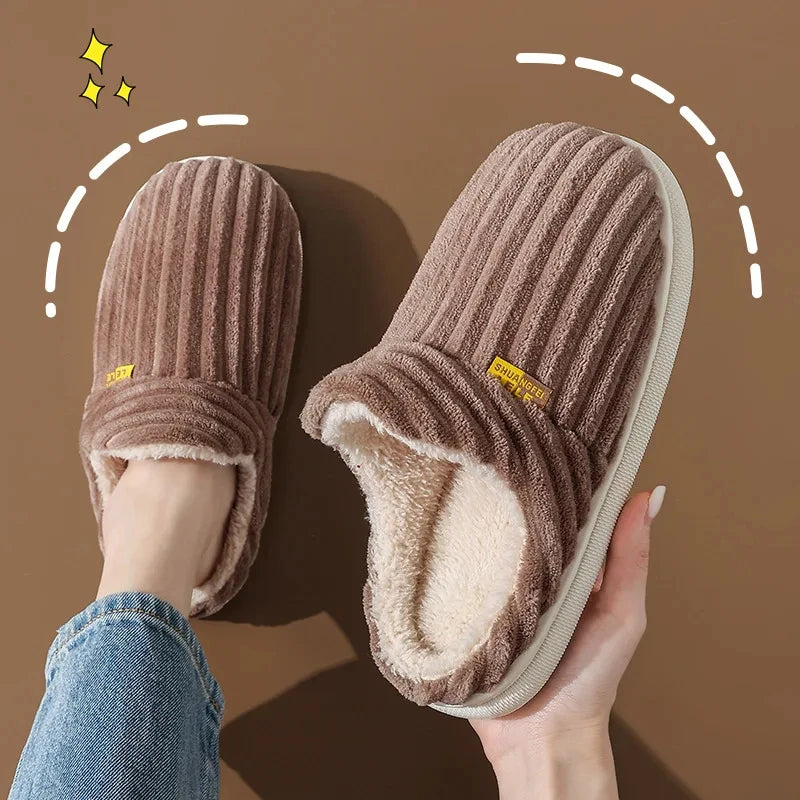Unisex Plush Fur Slide Slippers – Warm Ankle Soft-Sole Indoor Fashion