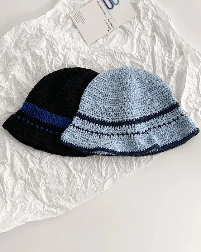 Women's Contrast Striped Knitted Fisherman Bucket Hat