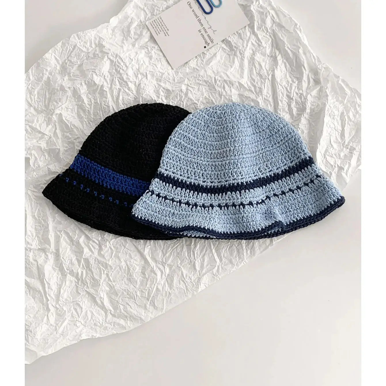 Women's Contrast Striped Knitted Fisherman Bucket Hat
