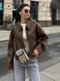Vintage Brown Wool Zip Jacket-HighTouch