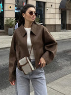 Vintage Brown Wool Zip Jacket-HighTouch