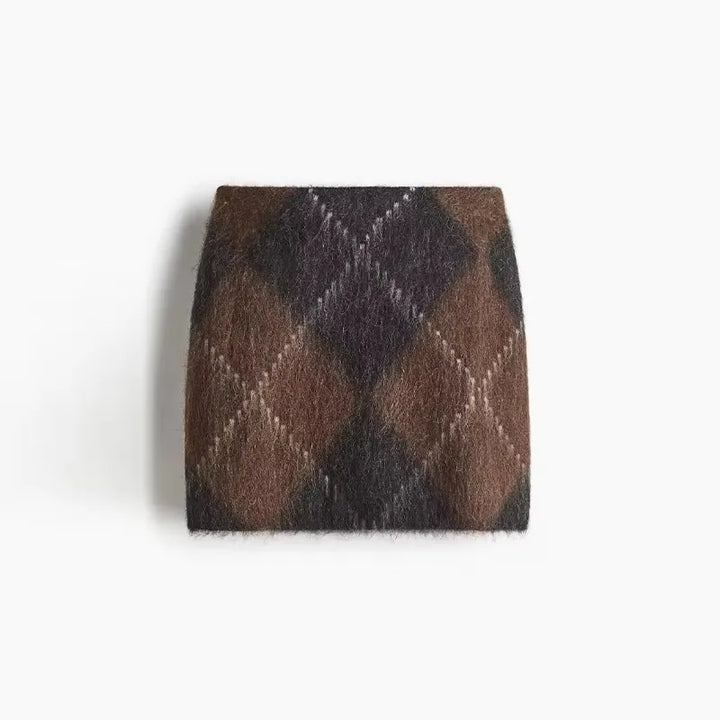 Women’s Argyle Knit Skirt Set-HighTouch