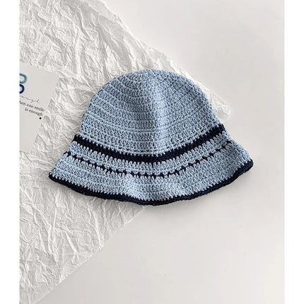 Women's Contrast Striped Knitted Fisherman Bucket Hat