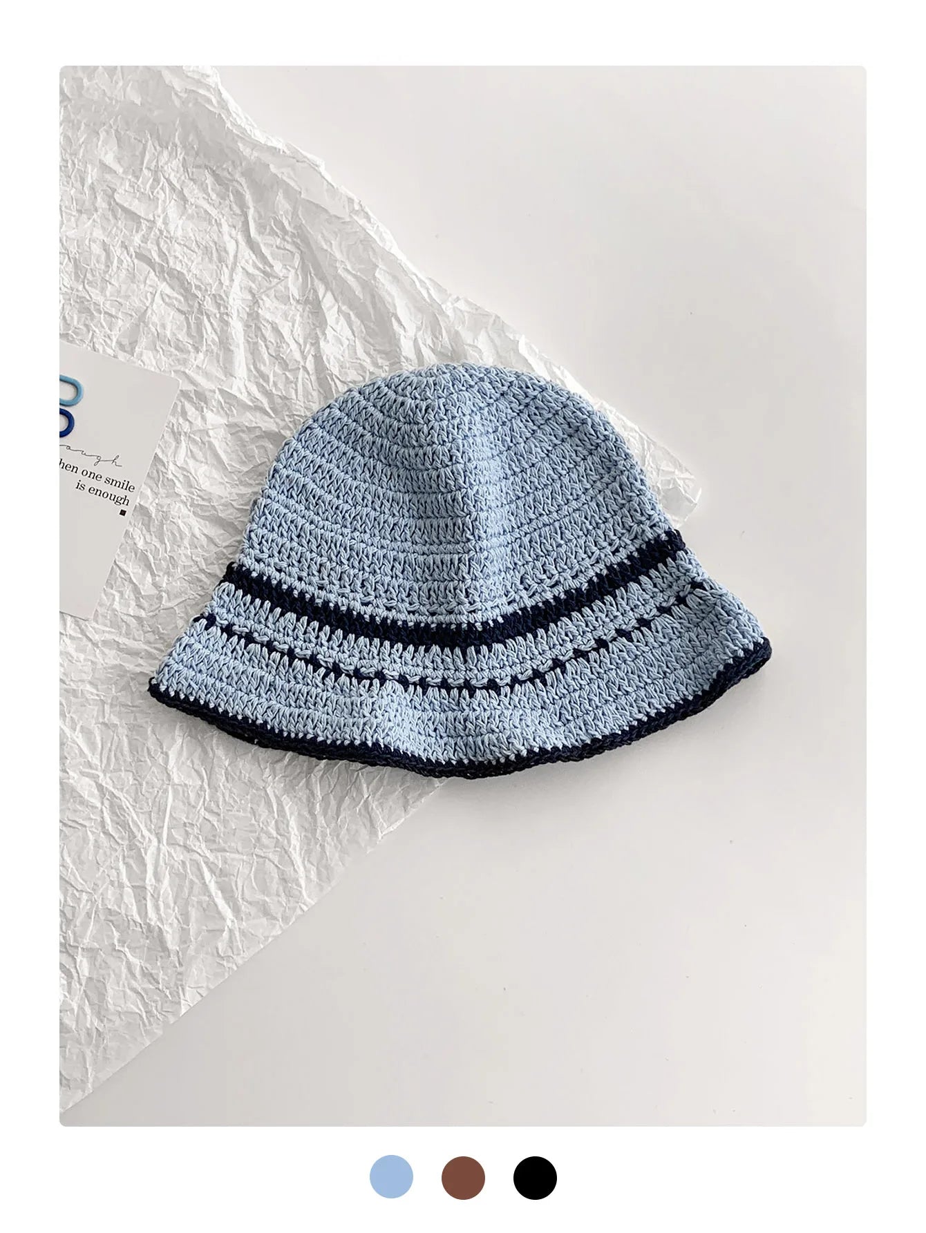 Women's Contrast Striped Knitted Fisherman Bucket Hat