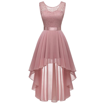 Vintage Floral Lace Irregular-Hem Cocktail & Bridesmaid Dress