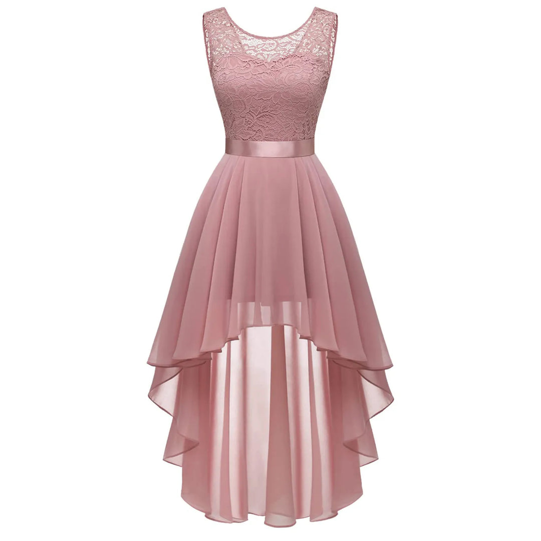 Vintage Floral Lace Irregular-Hem Cocktail & Bridesmaid Dress-HighTouch