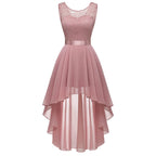 Vintage Floral Lace Irregular-Hem Cocktail & Bridesmaid Dress-HighTouch