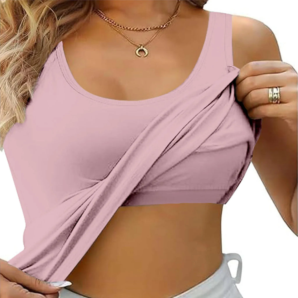 Plus-Size Tank Top with Built-In Bra – Sleek & Supportive Summer Camisole-HighTouch