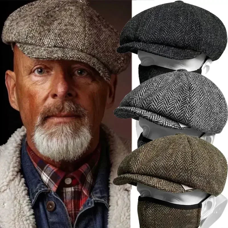 Vintage Tweed Peaky Blinders Flat Cap – Heritage Style Unisex-HighTouch