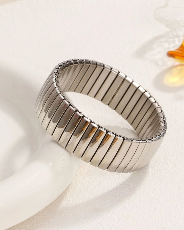 Gold Colour Titanium Steel Heart Elastic Bracelet