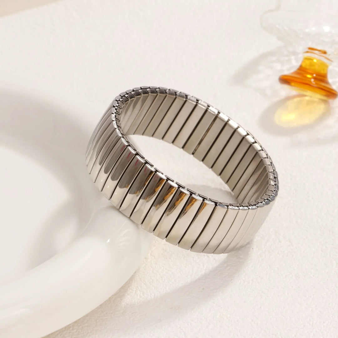 Gold Colour Titanium Steel Heart Elastic Bracelet-HighTouch