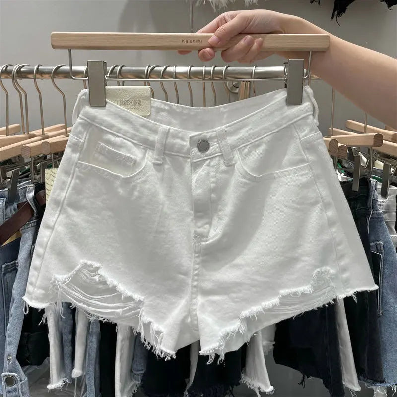 Wurry A-Line Denim Shorts for Women – Korean Loose Fit Summer Hot Pants