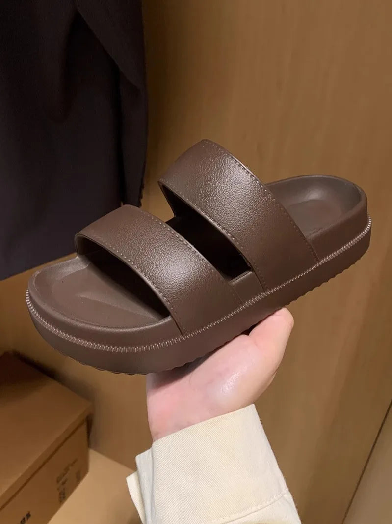Women’s Simple Beach Sandals Summer Slip-On Flat Shoes-HighTouch