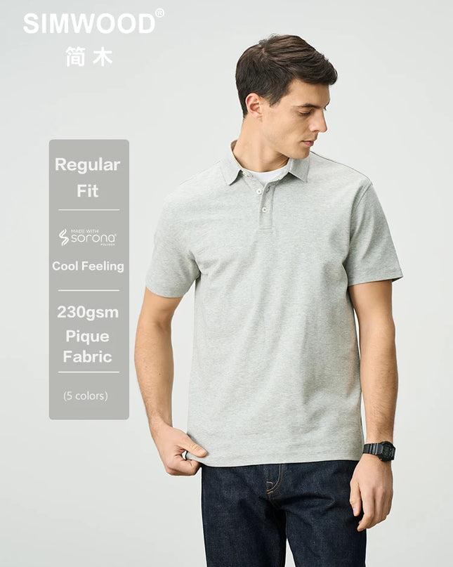 SIMWOOD|Sorona Piqué Polo Shirt – 230 gsm Cool-Touch T-shirts Tops