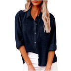 Women’s Long Sleeve Cotton-Linen Shirt
