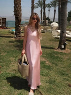 V‑Neck Sling Maxi Dress – Elegant Loose Fit Summer Dress-HighTouch