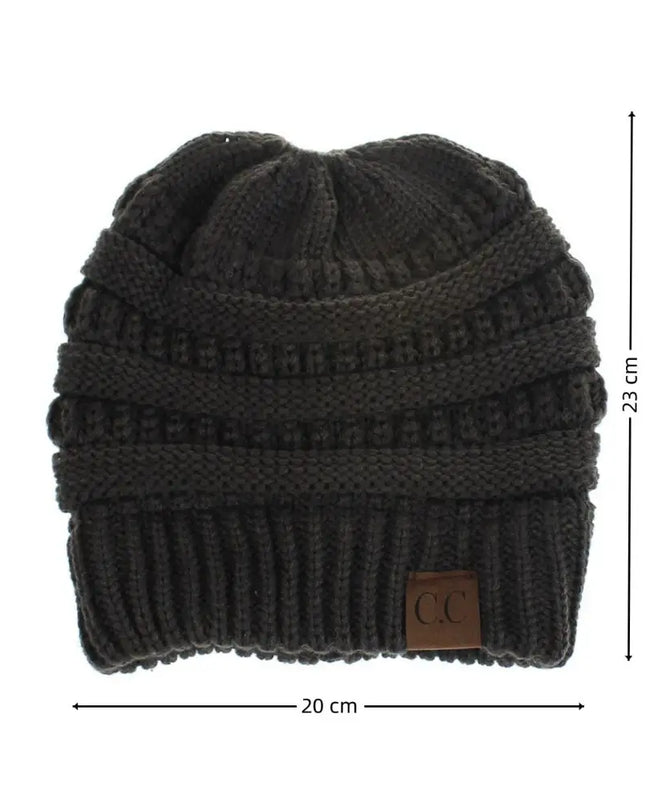Cable Knit Ponytail Beanie