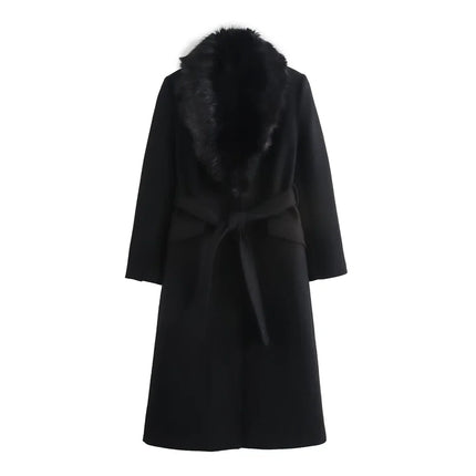 Women’s Fur‑Trim Belted Coat
