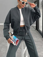 Women’s Matching Zipper Jacket & High-Waist Jogger Set-HighTouch