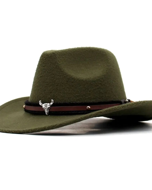 Western Cowboy Hat – Jazz Knight felt hat with bull-shaped décor