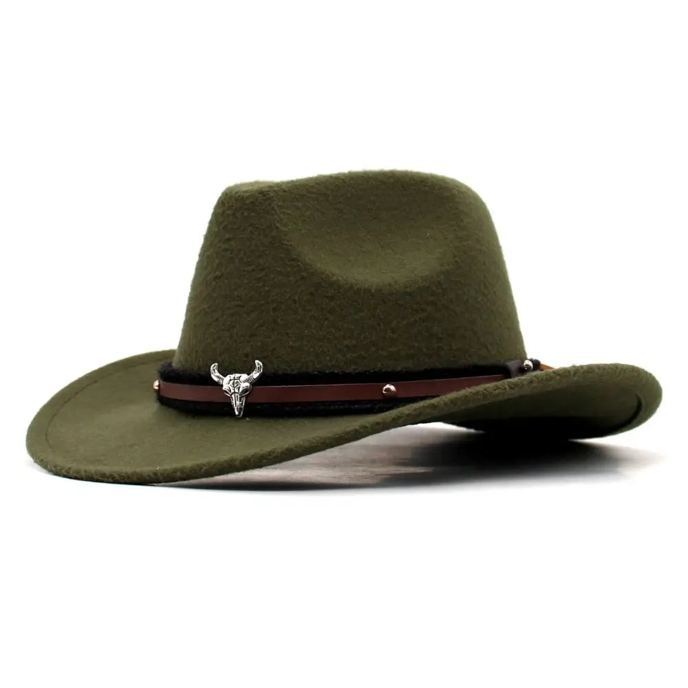 Western Cowboy Hat – Jazz Knight felt hat with bull-shaped décor-HighTouch