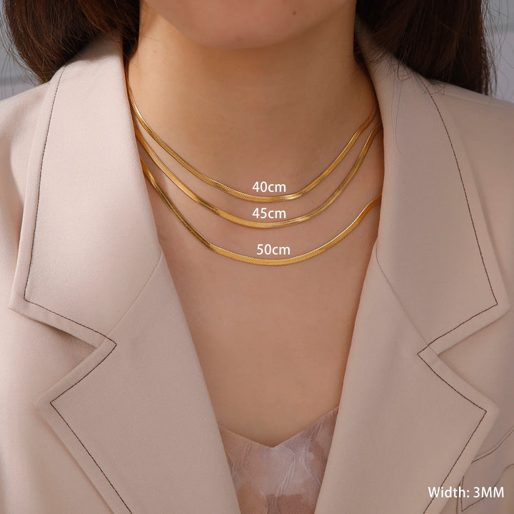 Gold Colour Stainless Steel Snake Chain Necklace-HighTouch
