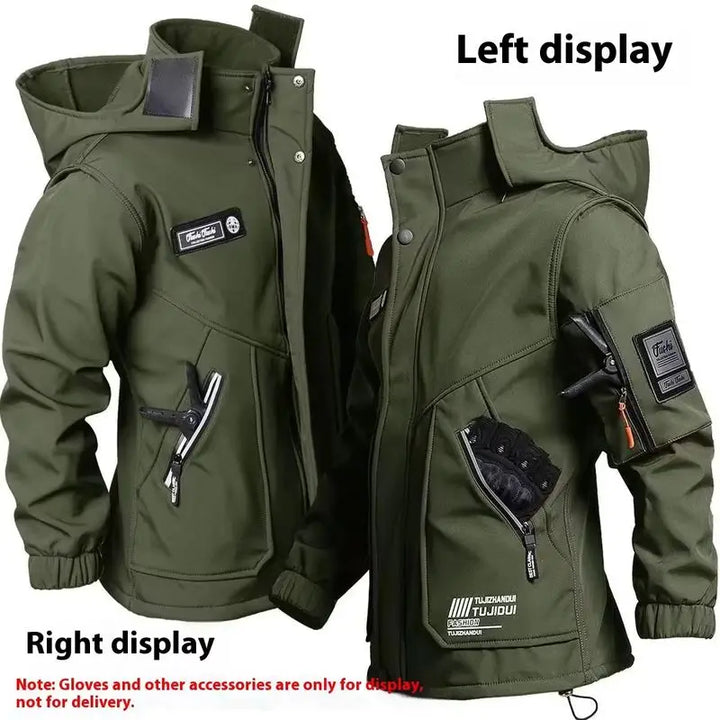 Men'S Motorcycle Jacket With Autumn And Winter Velvet Training Set Anti-Wear Waterproof Cold Resistant Jacket