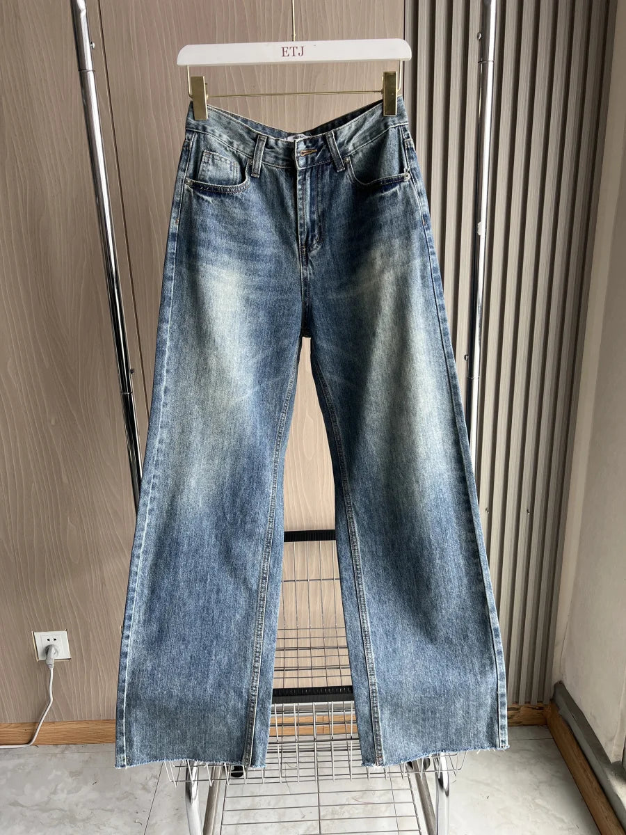 Women’s Wide-Leg High-Waist Jeans Casual Denim Pants-HighTouch