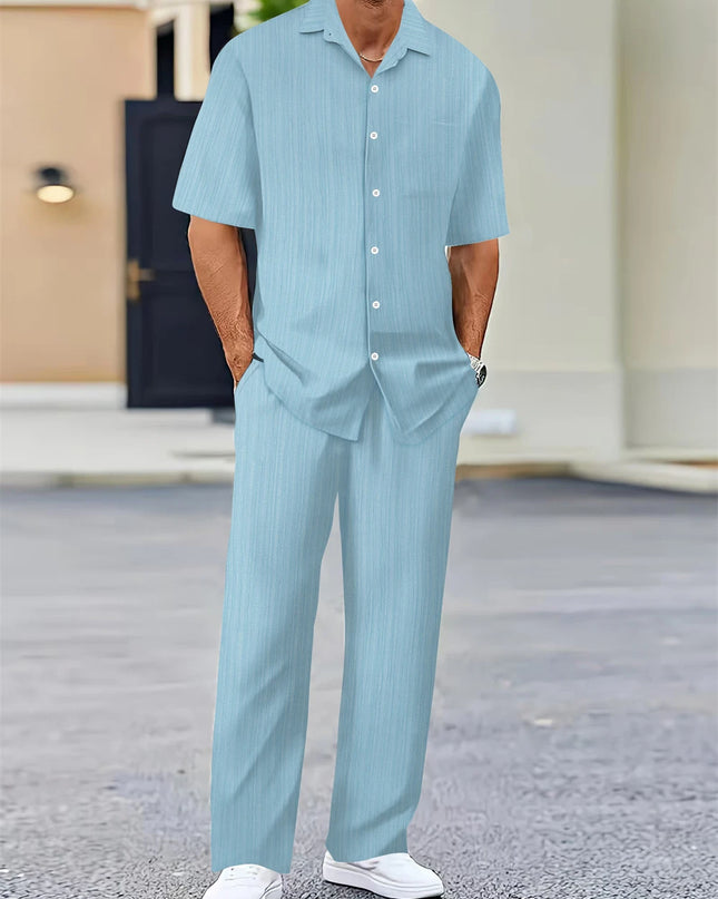 Men’s Summer Business Casual Set – Classic Shirt & Trousers