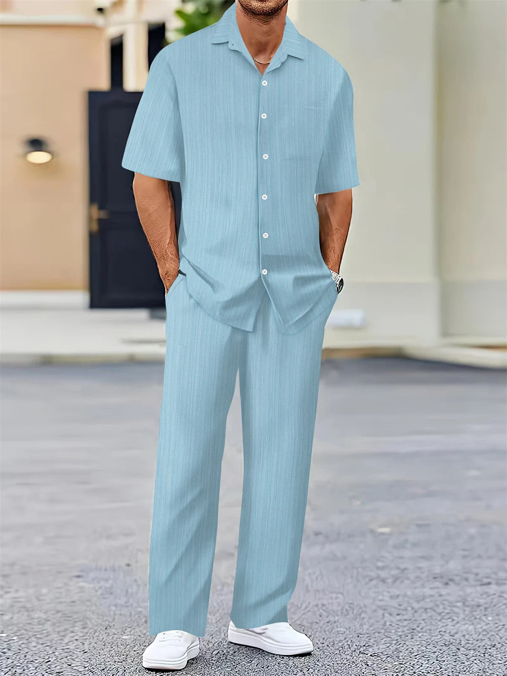 Men’s Summer Business Casual Set – Classic Shirt & Trousers