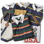 Non Stock Ivy League Fashion Striped Polo Shirt Retro Preppy Style Men's Long-Sleeve Tee-HighTouch