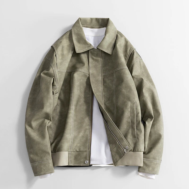 Men's Vegan Leather Bomber Jacket