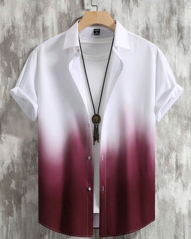 Men’s Gradient 3D Print Short Sleeve Shirt