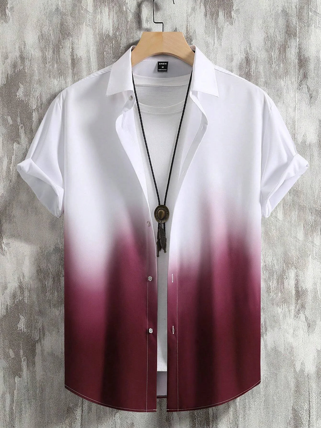 Men’s Gradient 3D Print Short Sleeve Shirt-HighTouch