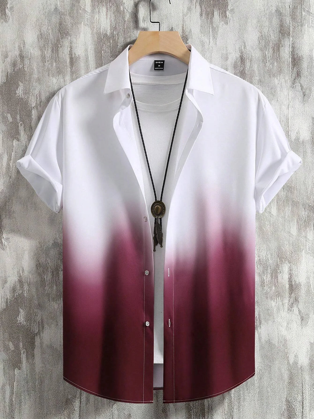 Men’s Gradient 3D Print Short Sleeve Shirt-HighTouch