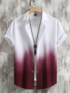 Men’s Gradient 3D Print Short Sleeve Shirt-HighTouch