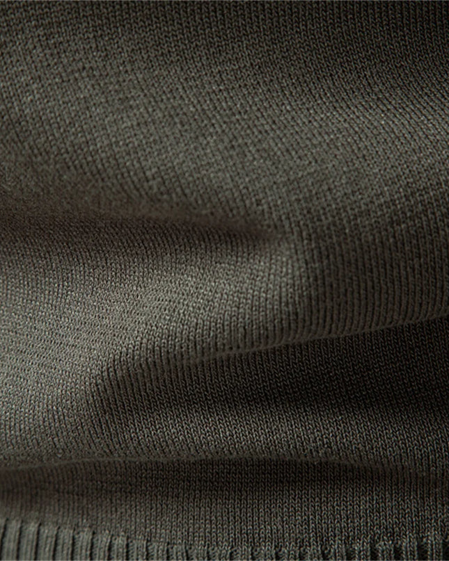 Premium Textured Zip-Collar Polo – Slim Fit Long Sleeve Men’s Business Casual