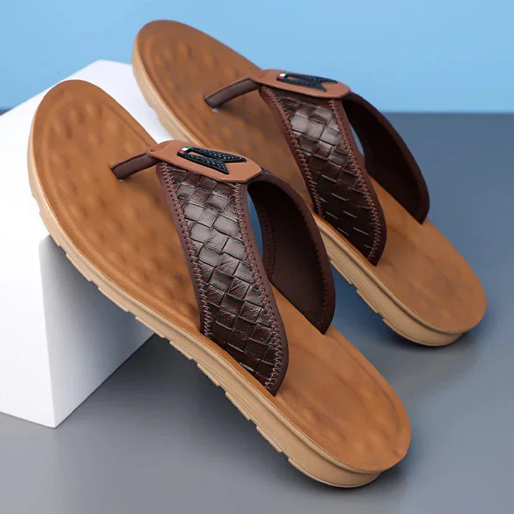 Men’s Cushioned Slip-On Slides with Woven Strap