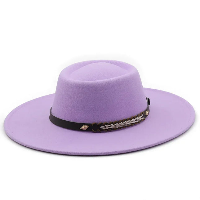 British-Style Wide-Brim Felt Fedora – Adjustable Luxury Jazz & Wedding Hat