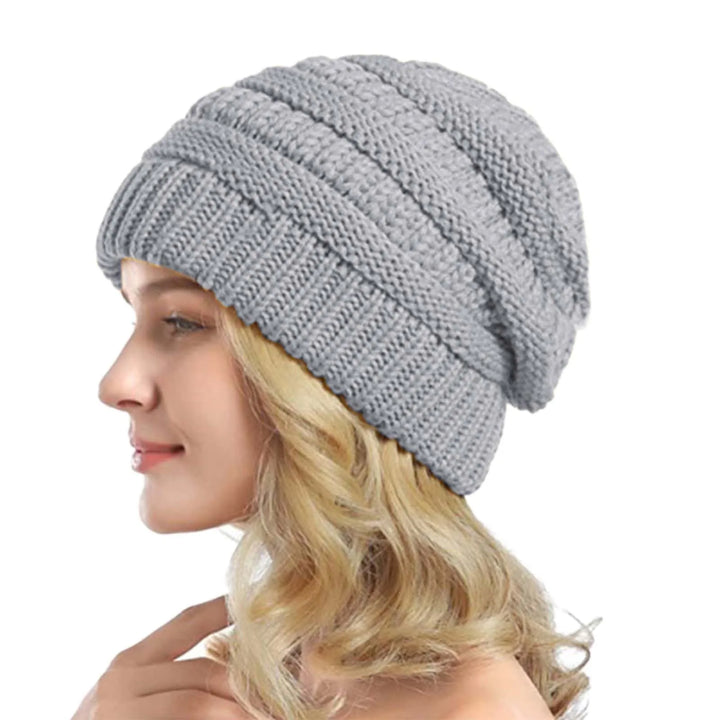 Chunky Wool Cuffed Knit Beanie-HighTouch