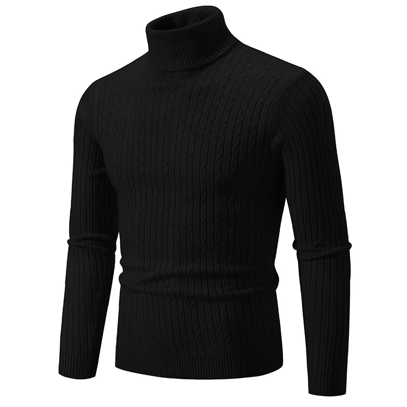 Men’s High-Neck Knitted Pullover Sweater