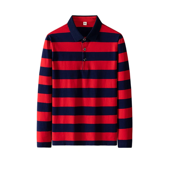 Spring Men Polo Shirt Cotton Long Sleeve Stripe Polo Shirt Men Autumn Embroidery Casual Fashion Polo Shirt Business T-shirts Men-HighTouch