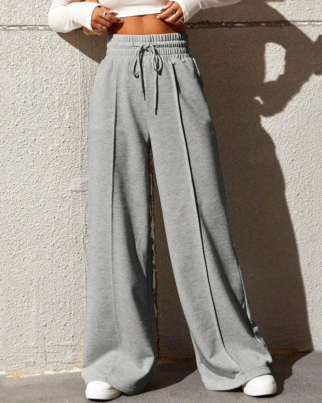 Women’s Wide-Leg Sports Track Pants – Loose Fit High-Waist Tube Trousers