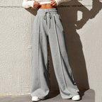 Women’s Wide-Leg Sports Track Pants – Loose Fit High-Waist Tube Trousers-HighTouch
