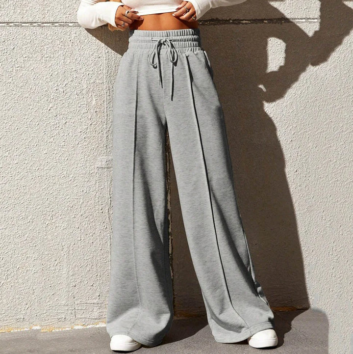 Women’s Wide-Leg Sports Track Pants – Loose Fit High-Waist Tube Trousers-HighTouch
