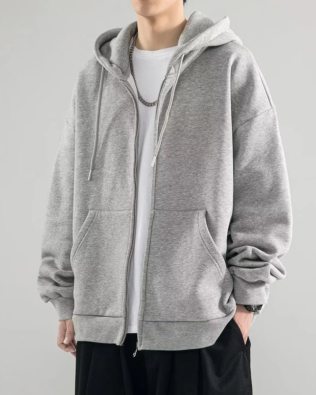 Men’s Zip-Up Hoodies Cardigan – Loose Fit